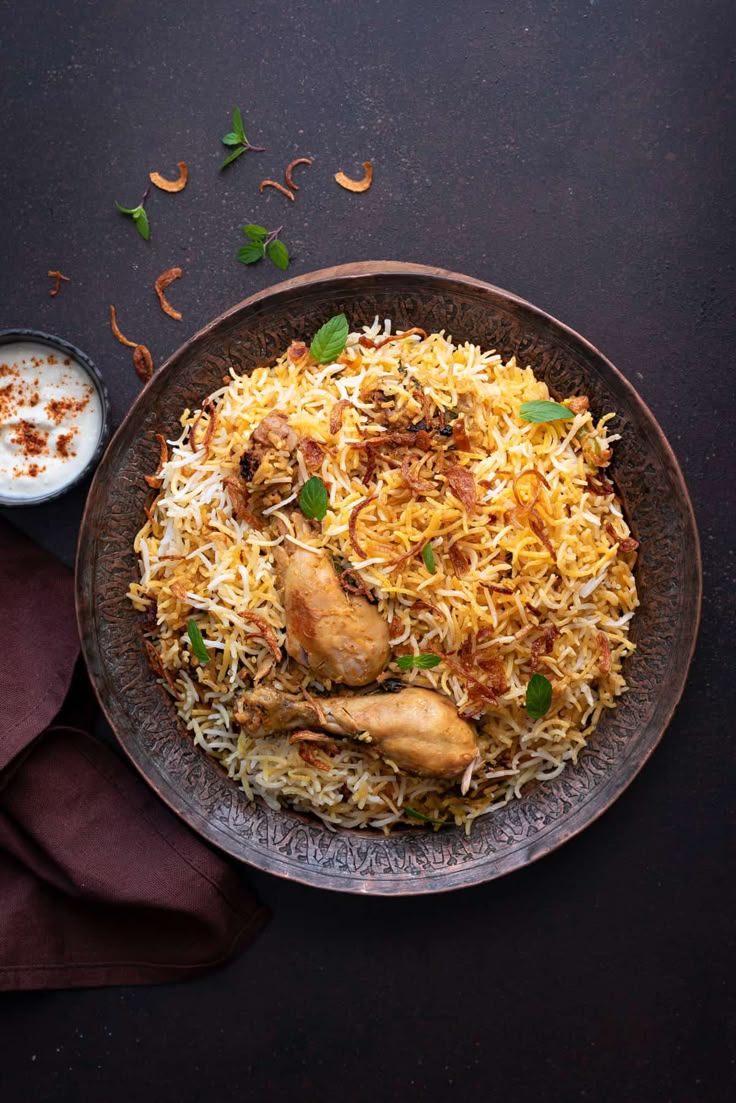 Flavorful Chicken Biryani with basmati rice and whole spices